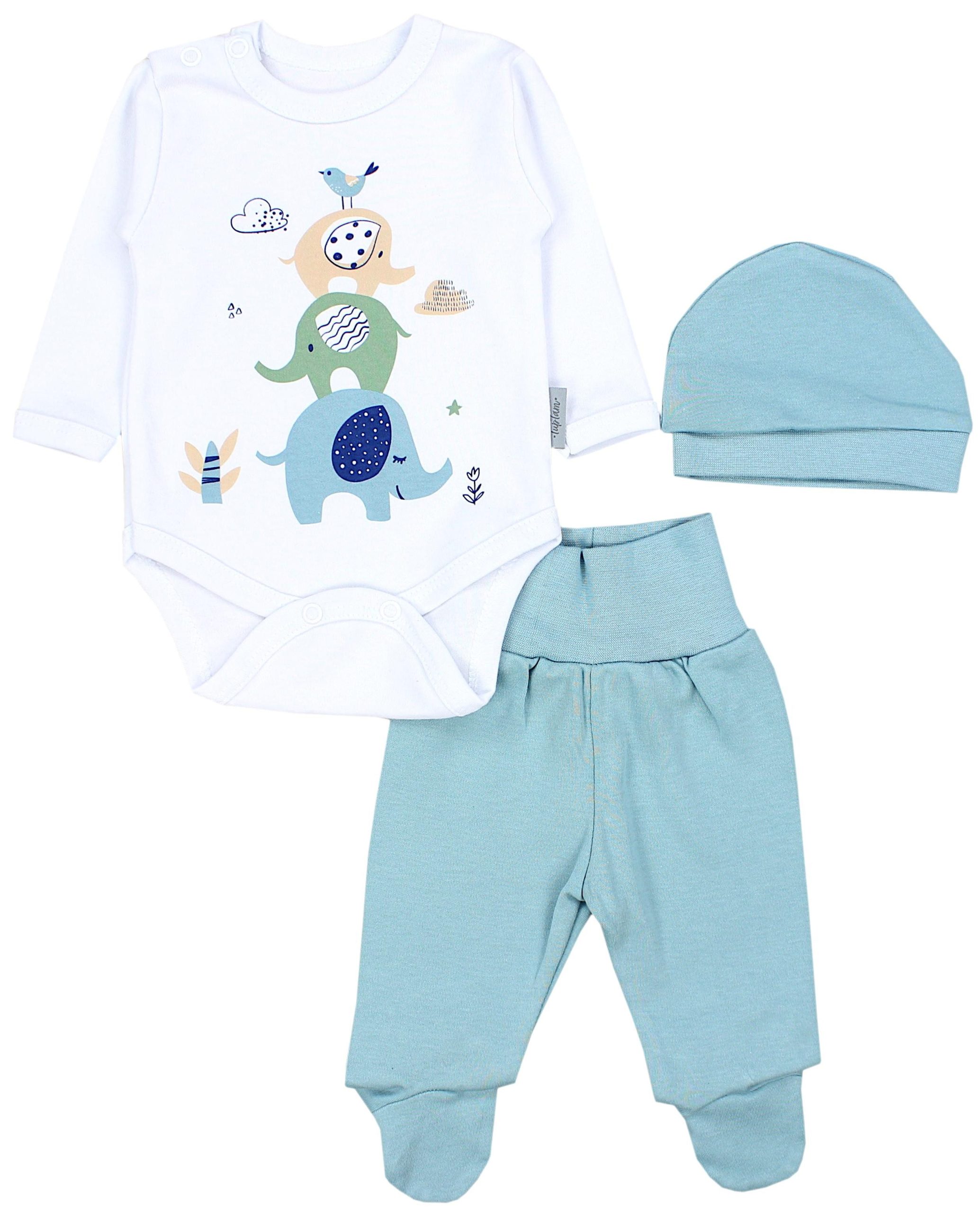 TupTam Baby Essentials Package - Unisex Long Sleeve Bodysuit, Pants & Hat Set