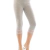 YESET Women's Capri 3/4 Leggings Lace Cotton Blend - [Color] - S-XXL