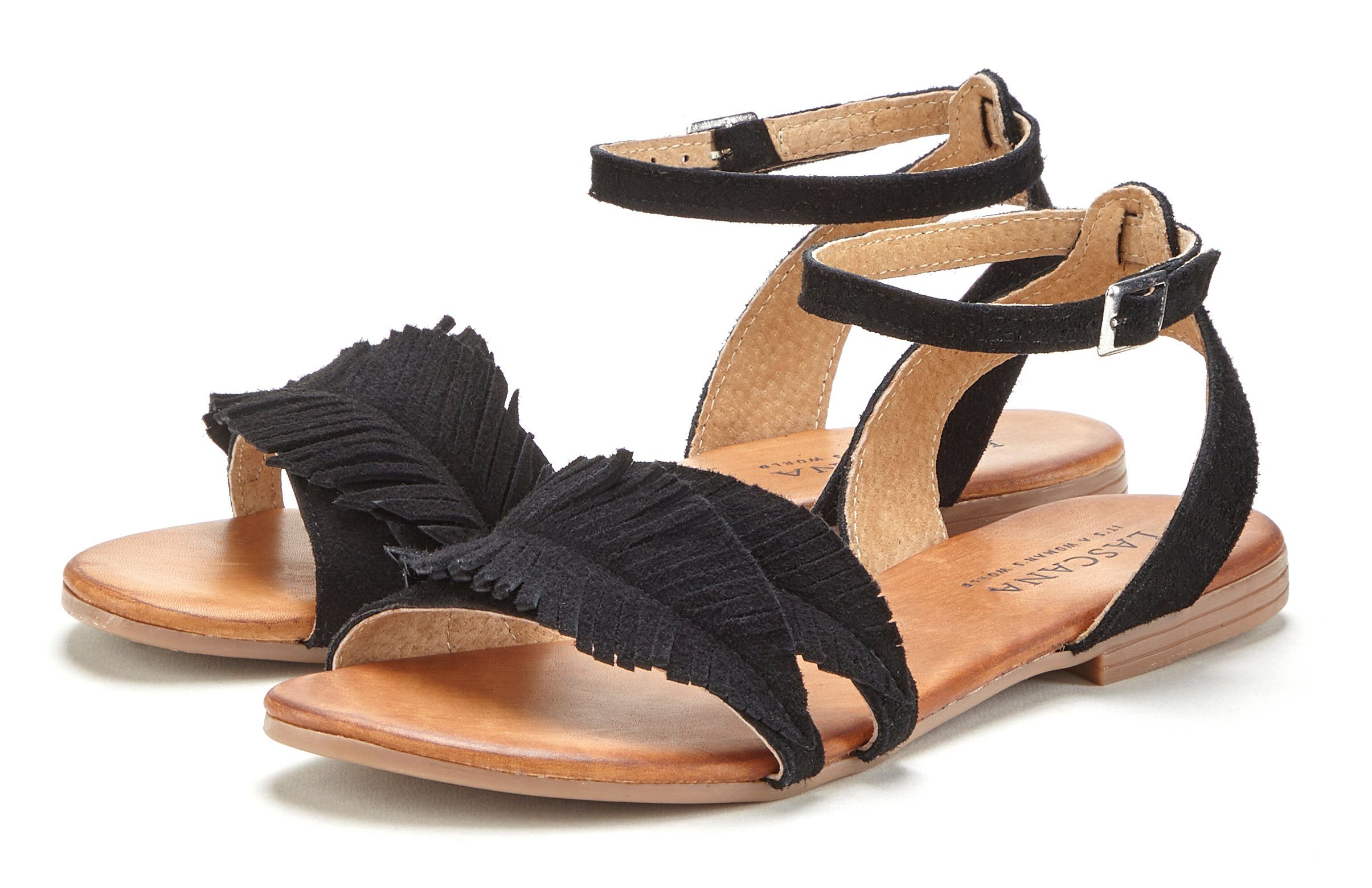 LASCANA Leather Fringe Sandals - Premium Comfort & Style
