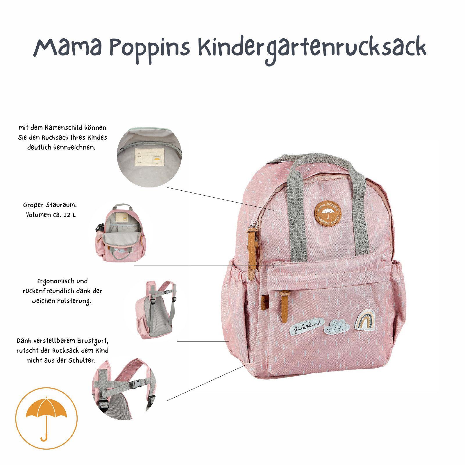 Mama Poppins Germany Children's Backpack - Kindergarten & School Adventure Mama Poppins Germany Children's Backpack - Kindergarten & School Adventure