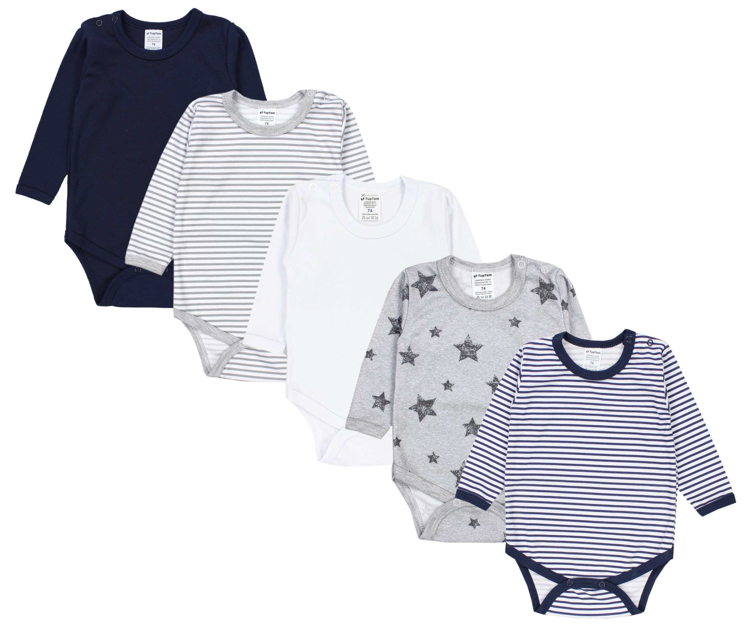 TupTam Langarmbody – TupTam Jungen Baby Body Langarm Unifarben 5er Pack