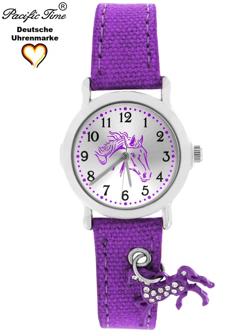 Pacific Time Children's Quartz Watch - Horse Motif & 2 Textile Straps